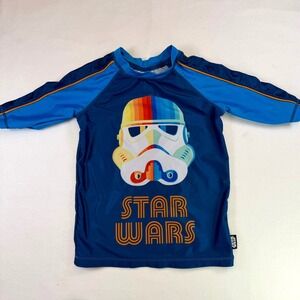 Star Wars‎ Stormtrooper Long Sleeve Rashguard Swim Shirt Kids 7/8 Blue Disney